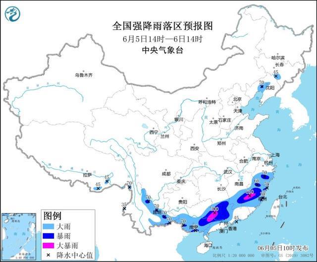 暴雨黄色预警继续发布：福建广东等地部分地区有大暴雨